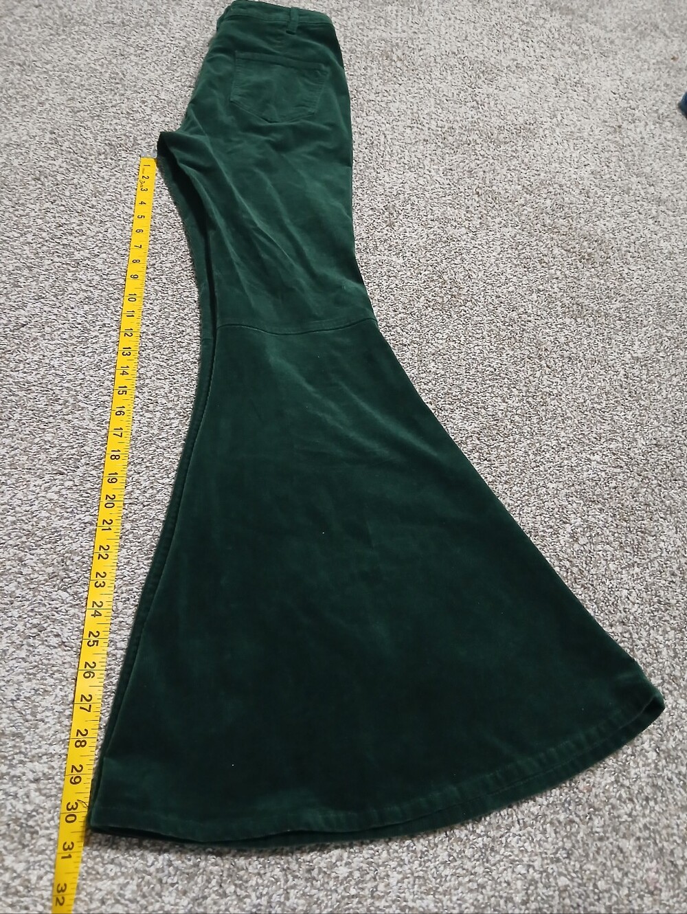 Dark Green Velvet Flared Women's Jeans Size M - Picture 9 of 11